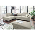 ECKSOFA  in Velours Creme  200/281 cm  - Chromfarben/Creme, Design, Textil/Metall (200/281cm) - Hom`in