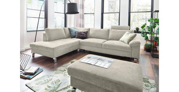 ECKSOFA  in Velours Creme  200/281 cm  - Chromfarben/Creme, Design, Textil/Metall (200/281cm) - Hom`in