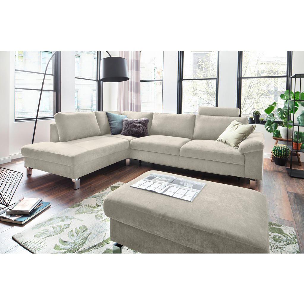 Thumbnail - Hom`in Ecksofa, Creme, Textil, 4-Sitzer, Ottomane links, L-Form, 281x200 cm, Blauer Engel, Goldenes M, Oeko-Tex® Standar...