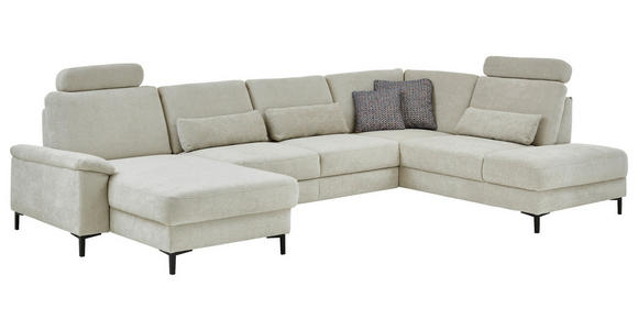 WOHNLANDSCHAFT Dieter Knoll Greige Chenille  - Greige/Schwarz, Design, Textil/Metall (175/349/235cm) - Dieter Knoll