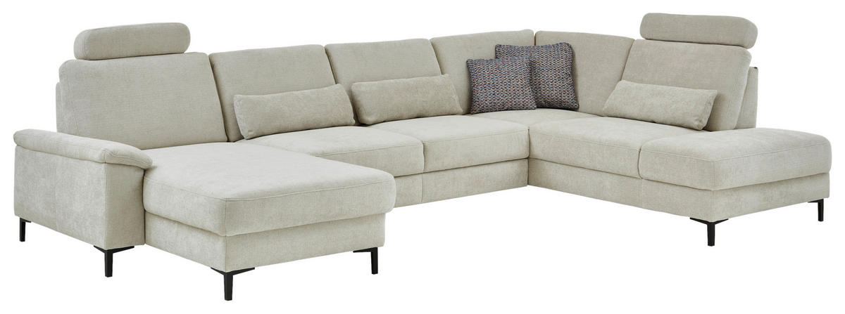 WOHNLANDSCHAFT Dieter Knoll Greige Chenille  - Greige/Schwarz, Design, Textil/Metall (175/349/235cm) - Dieter Knoll