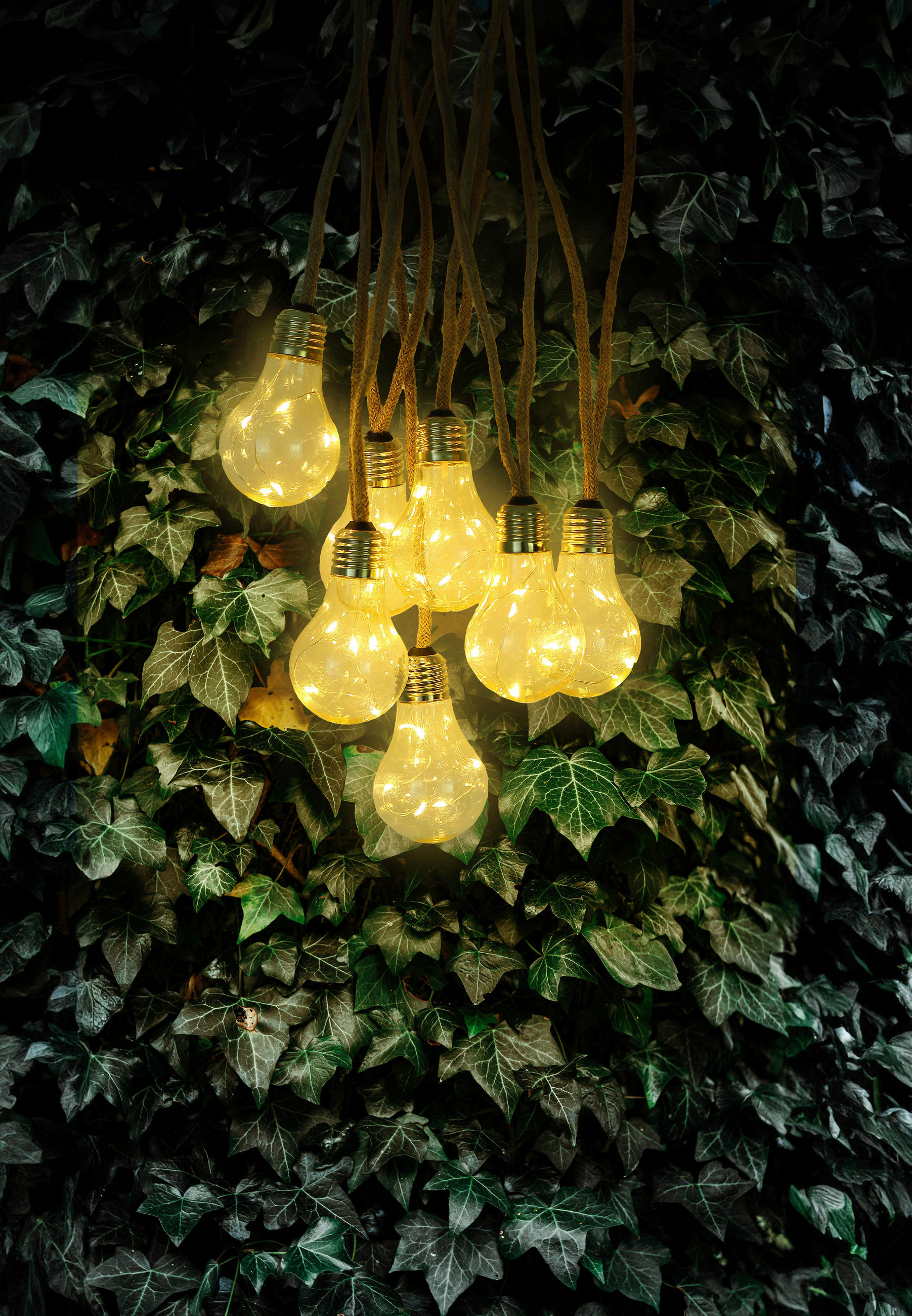SOLCELLSLAMPA - bärnstensfärgad, Design, plast/naturmaterial (10.6/570cm) - Globo