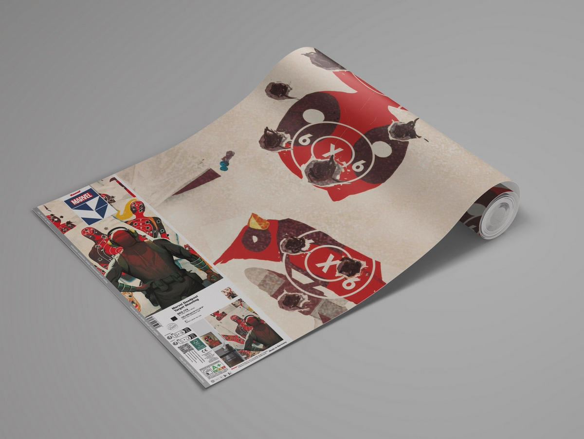 FOTOTAPETE DEADPOOL TARGET SHOOTING  - Anthrazit/Rot, Design, Textil (150/250cm) - Marvel