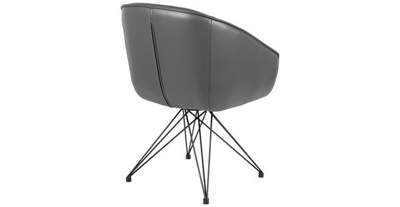 ARMLEHNSTUHL  in Eisen Echtleder pigmentiert  - Anthrazit/Schwarz, Design, Leder/Metall (59,5/83,5/63,5cm) - Belluti