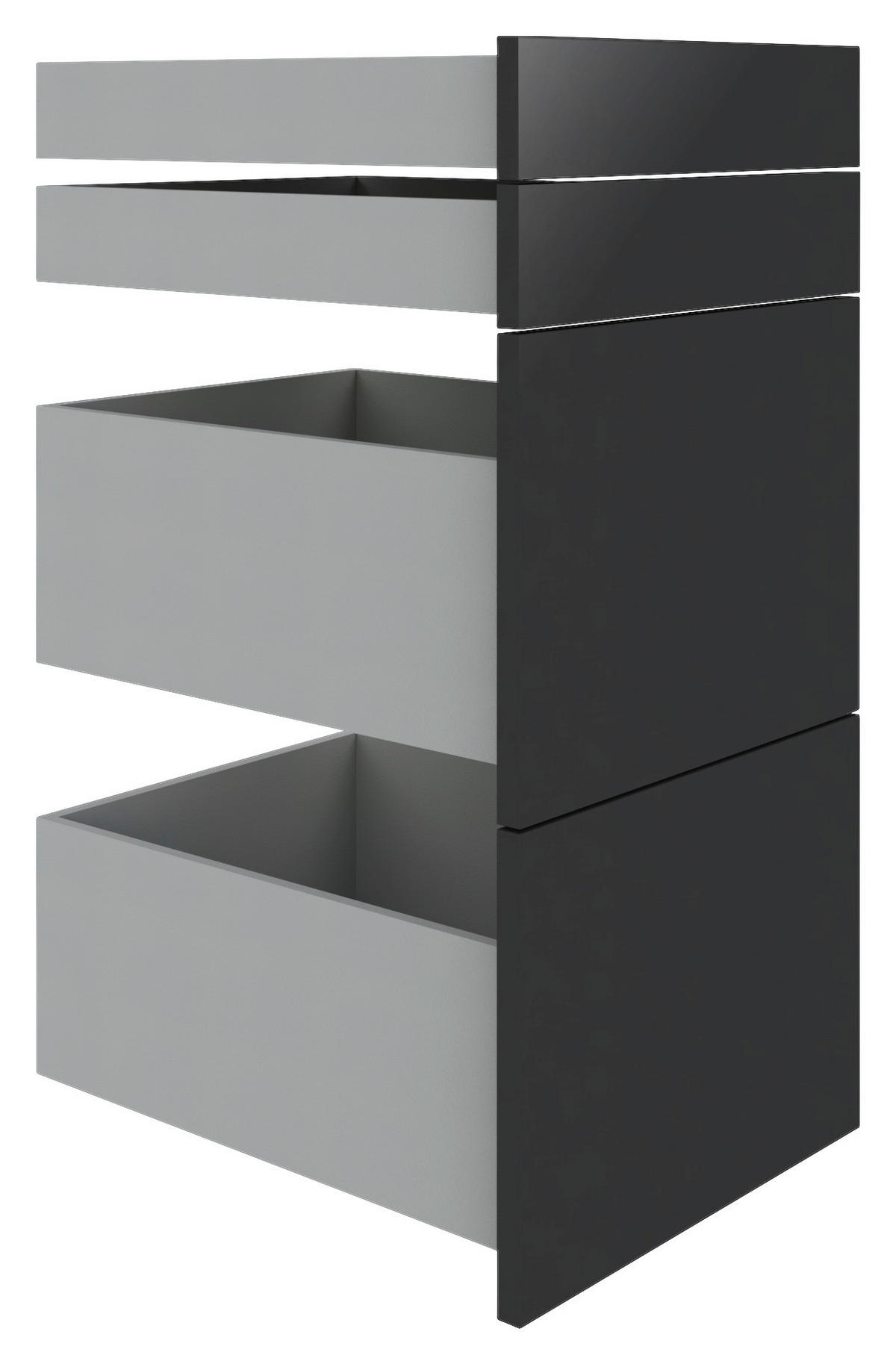 SCHUBLADENSET 45,3/83/46,8 cm Anthrazit Hochglanz  - Anthrazit Hochglanz, KONVENTIONELL, Holzwerkstoff (45,3/83/46,8cm) - Hom`in
