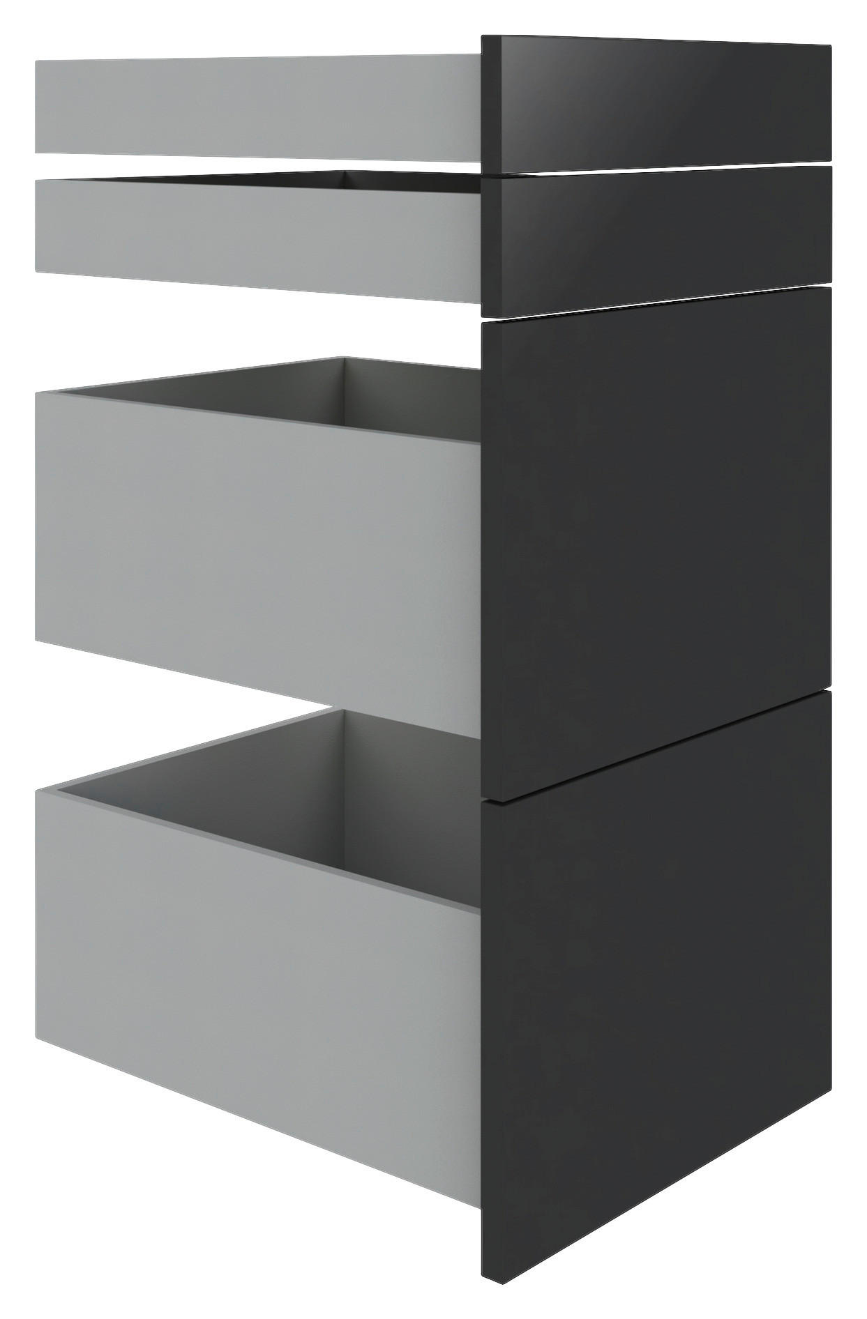 Thumbnail - Hom`in Schubladenset, Anthrazit Hochglanz, Holzwerkstoff, 4-teilig, 45.3x83x46.8 cm, Schlafzimmer, Kleiderschränke, Schr...