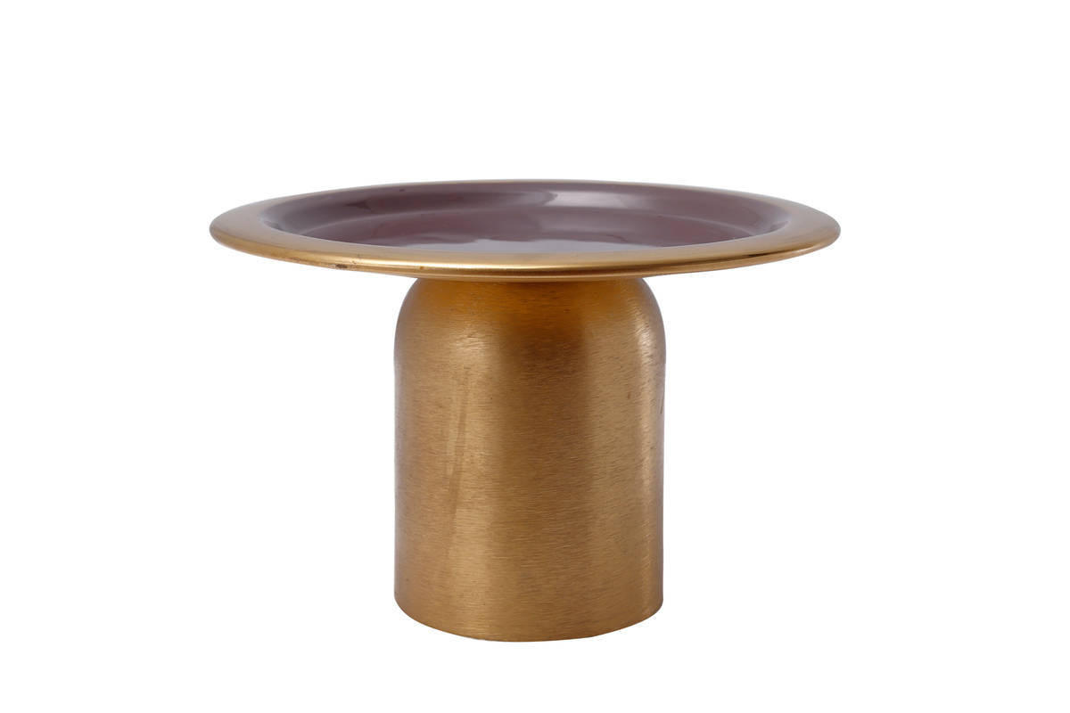 TORTENPLATTE - Pflaume/Goldfarben, Trend, Metall (20,5/13,5cm)