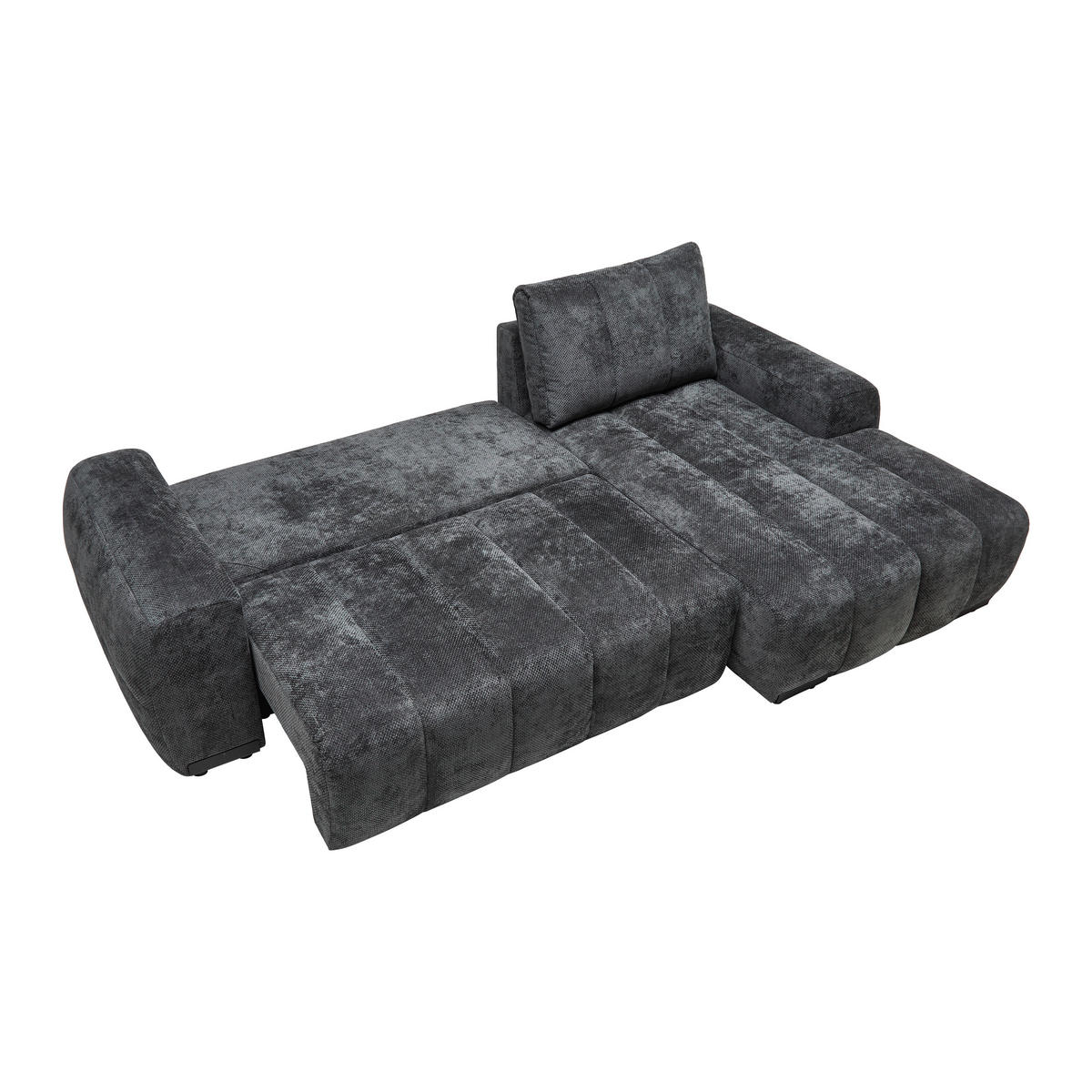 ECKSOFA Flachgewebe Graphitfarben  - Schwarz Hochglanz/Graphitfarben, Modern, Textil/Metall (273/93/166cm) - MID.YOU