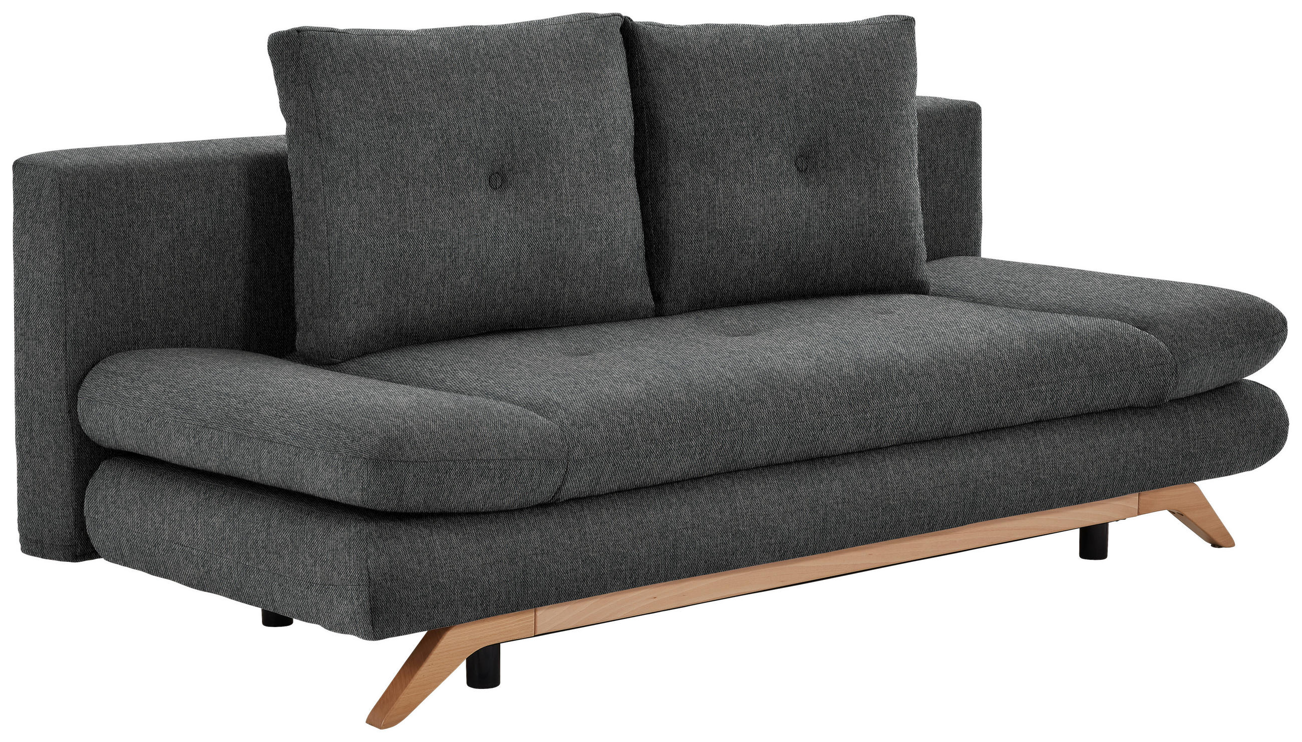KANAPÉÁGY textil sötétbarna  - sötétbarna/bükkszínű, Konventionell, textil/fa (205/86/94cm) - Carryhome