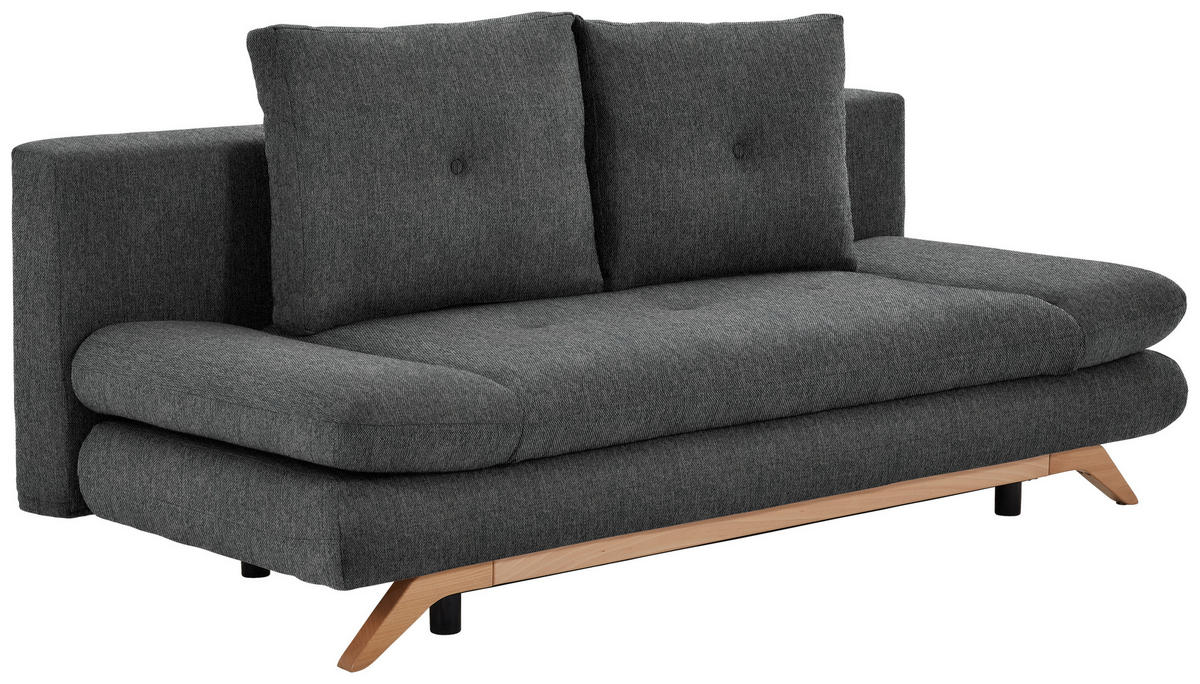 KANAPÉÁGY textil sötétbarna  - sötétbarna/bükkszínű, Konventionell, textil/fa (205/86/94cm) - Carryhome