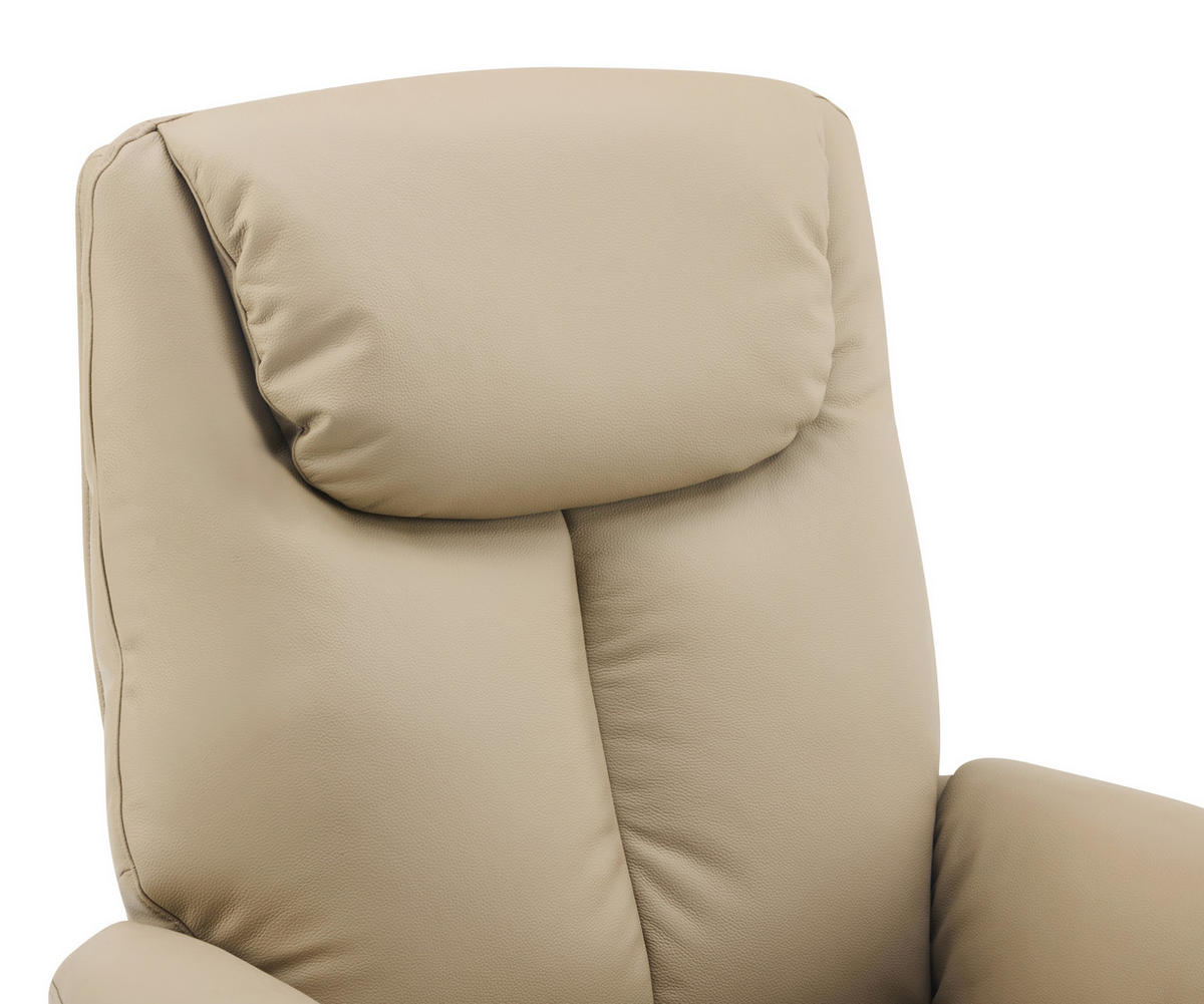 MASSAGESESSEL Echtleder Lederlook Taupe    - Taupe/Chromfarben, Design, Leder/Textil (79/110/85cm) - Livetastic