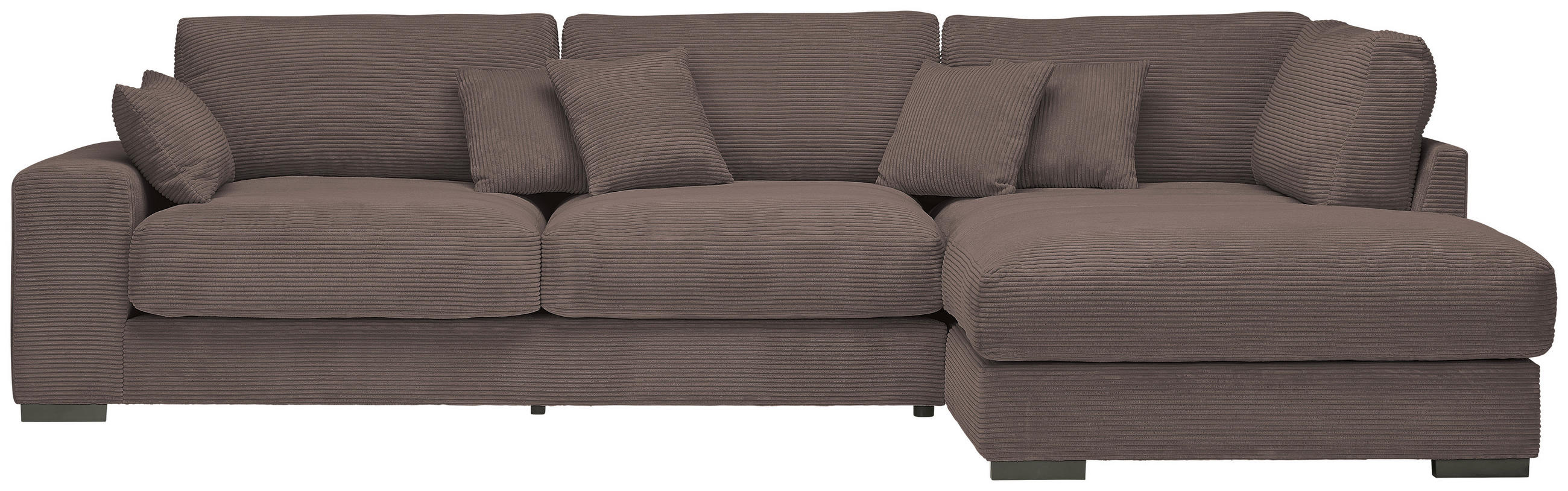 ECKSOFA in Cord Mokka  - Schwarz/Mokka, Design, Kunststoff/Textil (340/205cm) - Lomoco