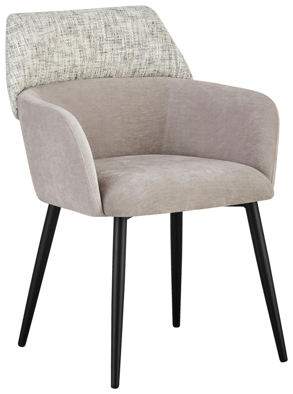 ARMLEHNSTUHL  in Eisen Webstoff  - Greige/Schwarz, Design, Textil/Metall (61/83/61cm) - Novel