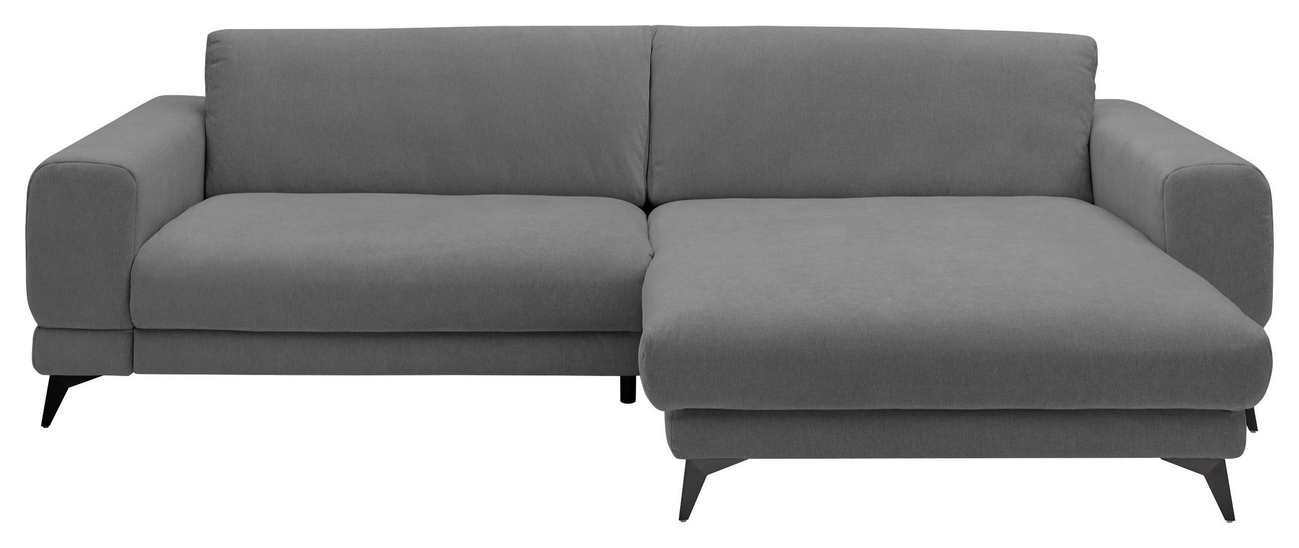 ECKSOFA Anthrazit Chenille  - Anthrazit/Schwarz, KONVENTIONELL, Textil/Metall (292/194cm) - SetOne by Musterring