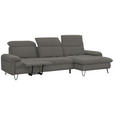 ECKSOFA in Webstoff Grau  - Schwarz/Grau, LIFESTYLE, Textil/Metall (310/180cm) - Valnatura