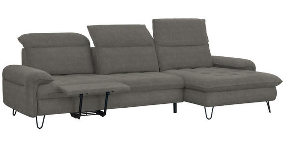 ECKSOFA in Webstoff Grau  - Schwarz/Grau, LIFESTYLE, Textil/Metall (310/180cm) - Valnatura