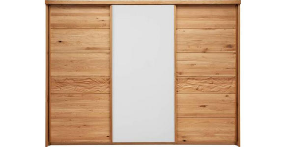 SCHWEBETÜRENSCHRANK 285/216/70 cm 3-türig  - Eichefarben/Weiß, KONVENTIONELL, Glas/Holz (285/216/70cm) - Linea Natura