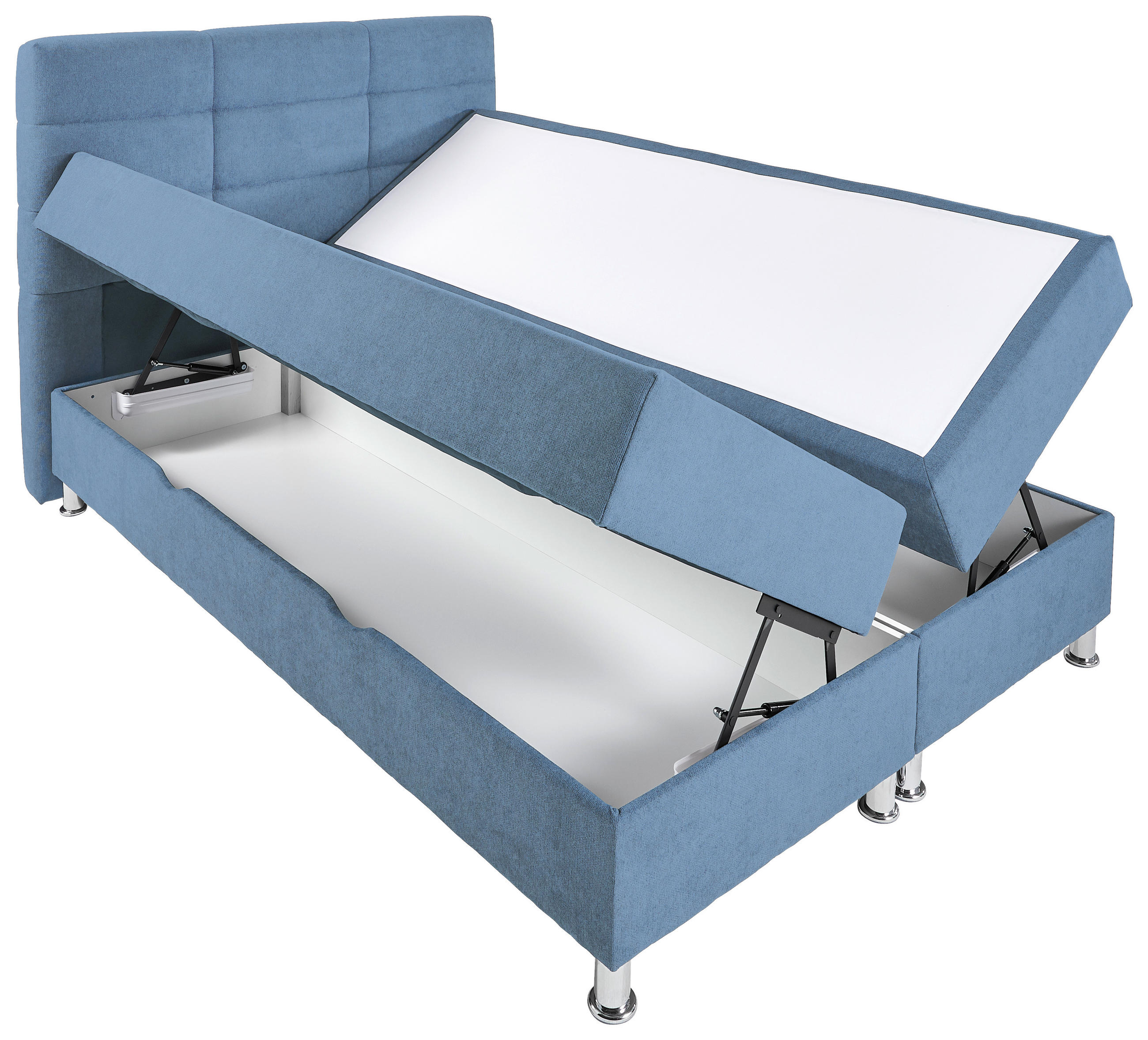 BOXBETT 160/200 cm  in Blau  - Chromfarben/Blau, KONVENTIONELL, Textil/Metall (160/200cm) - Carryhome