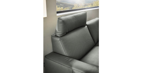 2,5-SITZER in Leder Grau - Schwarz/Grau, Design, Leder/Metall (200/102/92cm) - Johann Jakob