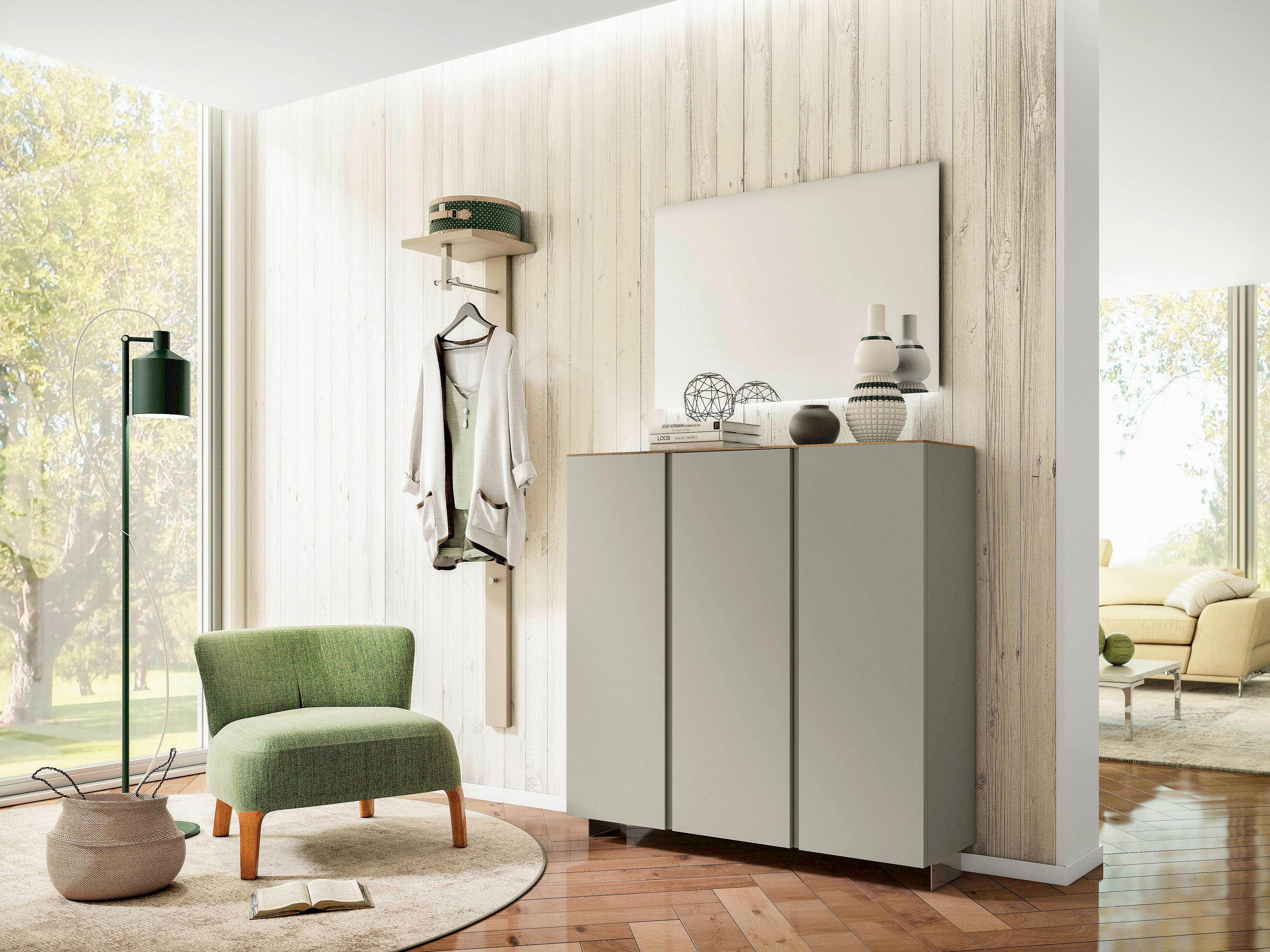 HÄNGESCHUHSCHRANK Taupe, Eichefarben  - Taupe/Eichefarben, Design, Holzwerkstoff (121/111/33cm) - Moderano