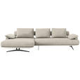 ECKSOFA  in Chenille Creme Rückenkissen, Armlehnenkissen  168/334 cm  - Creme/Schwarz, Design, Textil/Metall (168/334cm) - Dieter Knoll