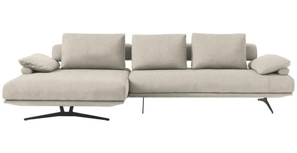 ECKSOFA  in Chenille Creme Rückenkissen, Armlehnenkissen  168/334 cm  - Creme/Schwarz, Design, Textil/Metall (168/334cm) - Dieter Knoll