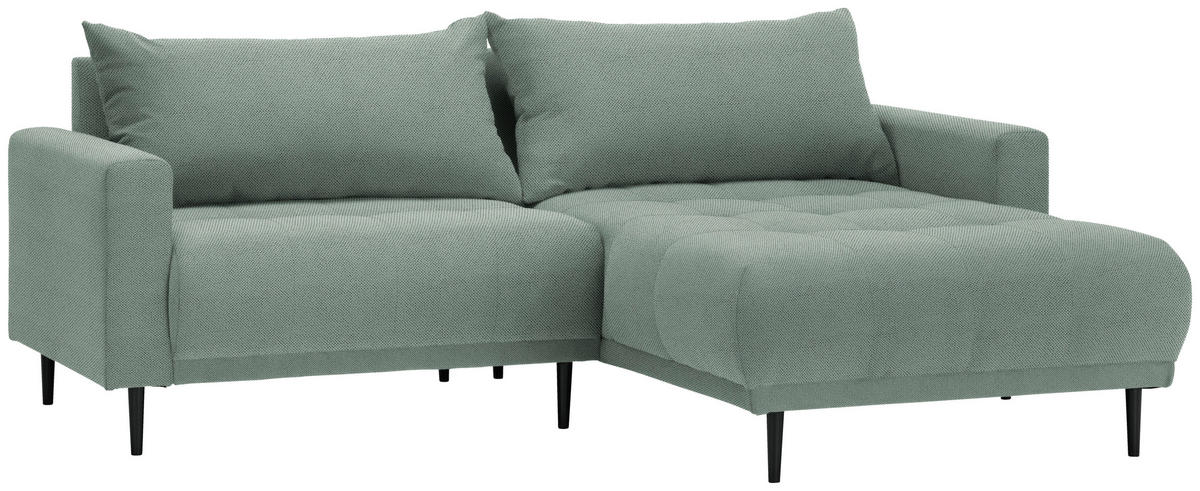ECKSOFA in Flachgewebe Grün  - Schwarz/Grün, Design, Holz/Textil (160/215cm) - Stylife