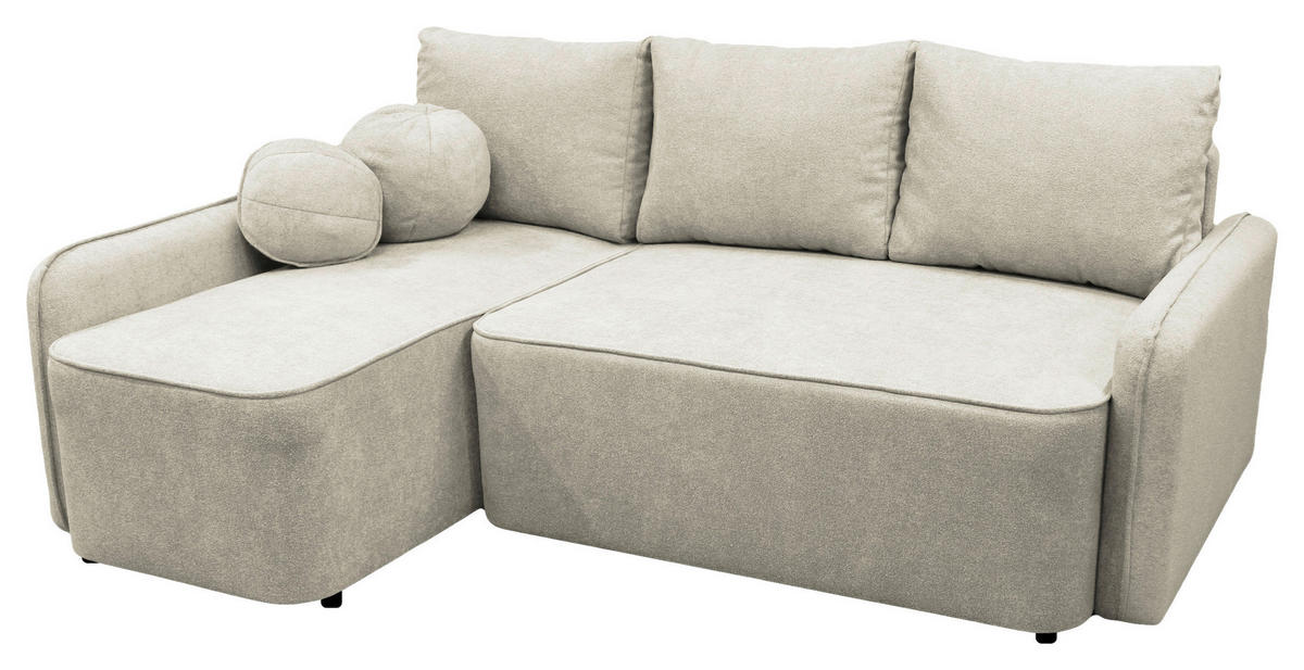 ECKSOFA Creme Struktur, Bouclé  - Creme/Schwarz, Design, Kunststoff/Textil (143/209cm) - MID.YOU