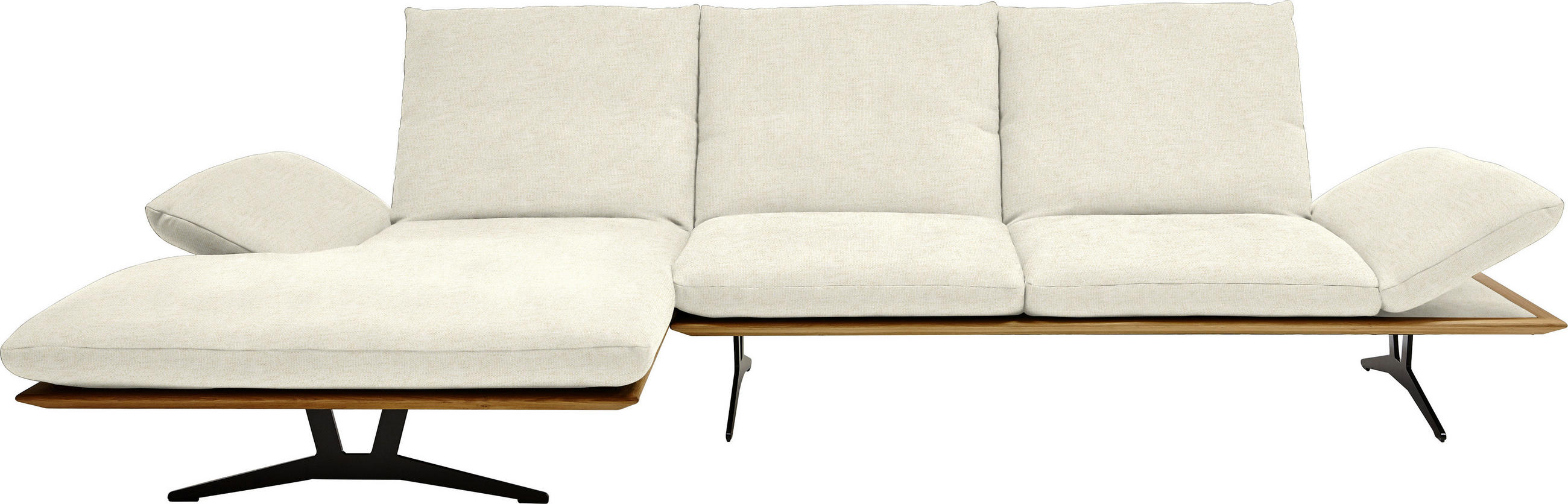 ECKSOFA in Flachgewebe Creme  - Creme/Schwarz, Design, Holz/Textil (159/314cm) - Dieter Knoll