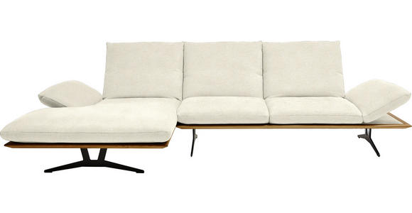 ECKSOFA in Flachgewebe Creme 159/314 cm - Creme/Schwarz, Design, Holz/Textil (159/314cm) - Dieter Knoll