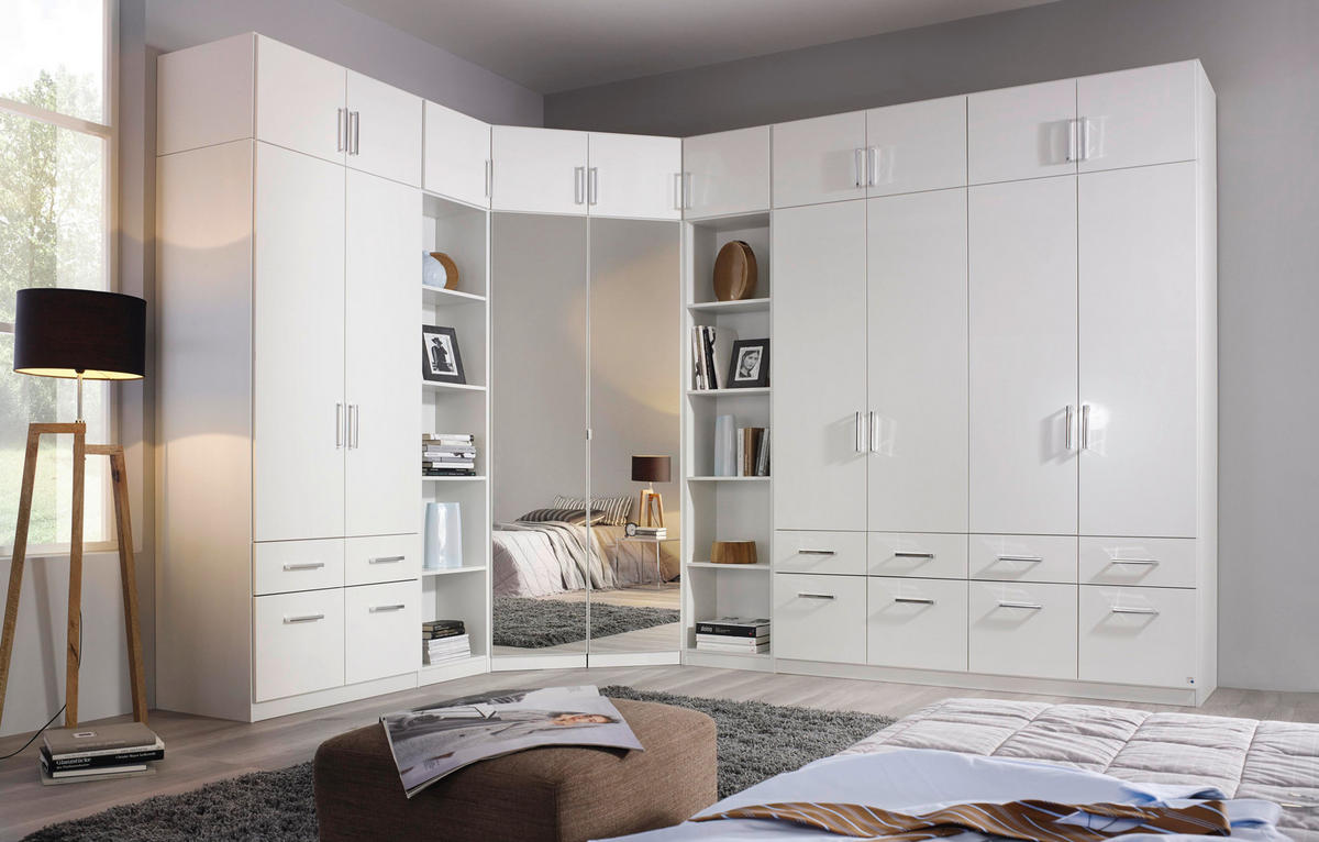 DREHTÜRENSCHRANK  in Weiß, Weiß Hochglanz  - Weiß Hochglanz/Alufarben, Design, Holzwerkstoff/Kunststoff (91/197/54cm) - Carryhome