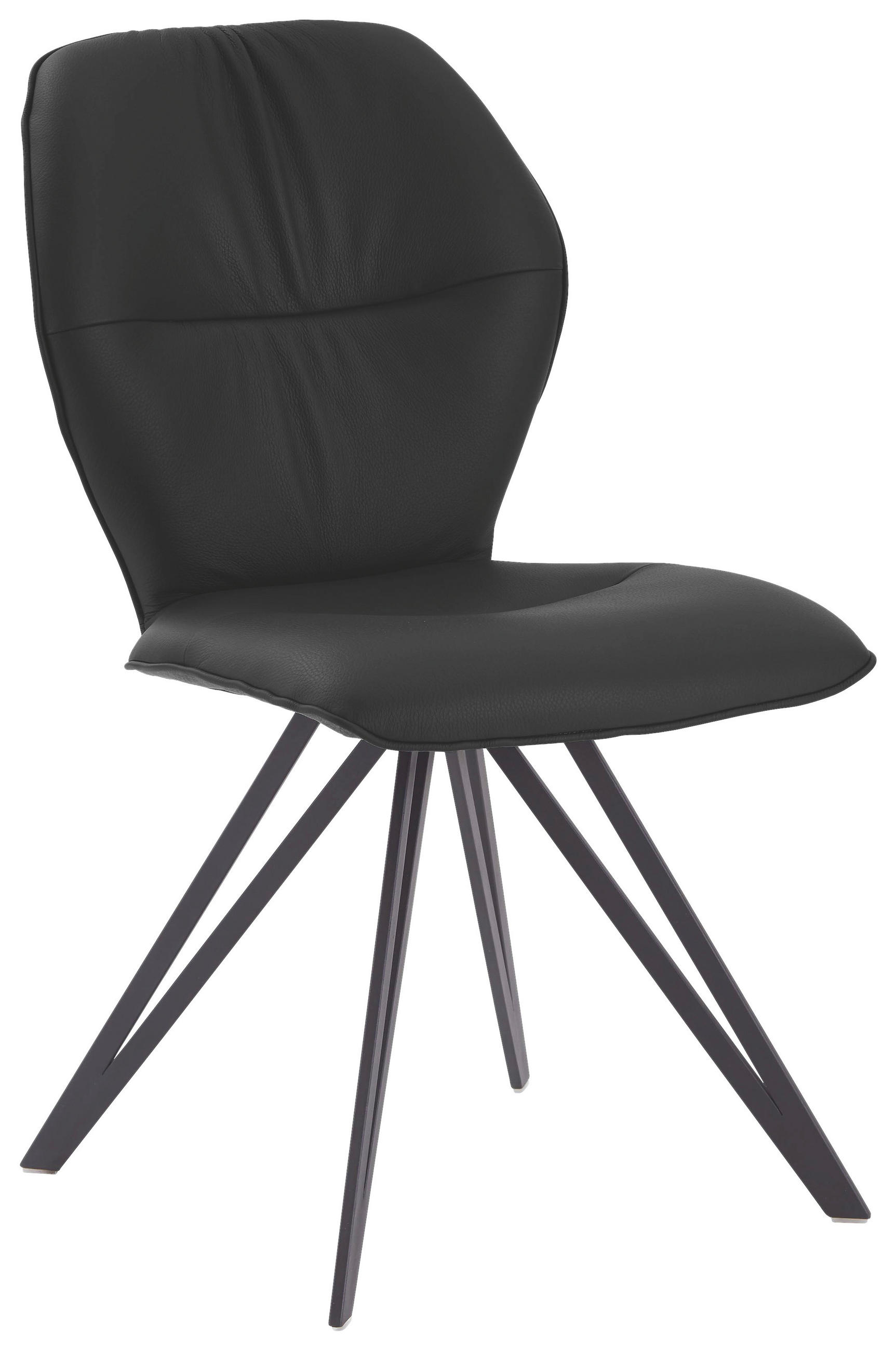 STUHL  in Eisen Echtleder pigmentiert Metall, Textil, Leder  - Schwarz/Graphitfarben, Design, Leder/Textil (58/91/59cm) - Valdera
