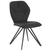 STUHL  in Echtleder pigmentiert  - Schwarz/Graphitfarben, Design, Leder/Textil (58/91/59cm) - Valdera