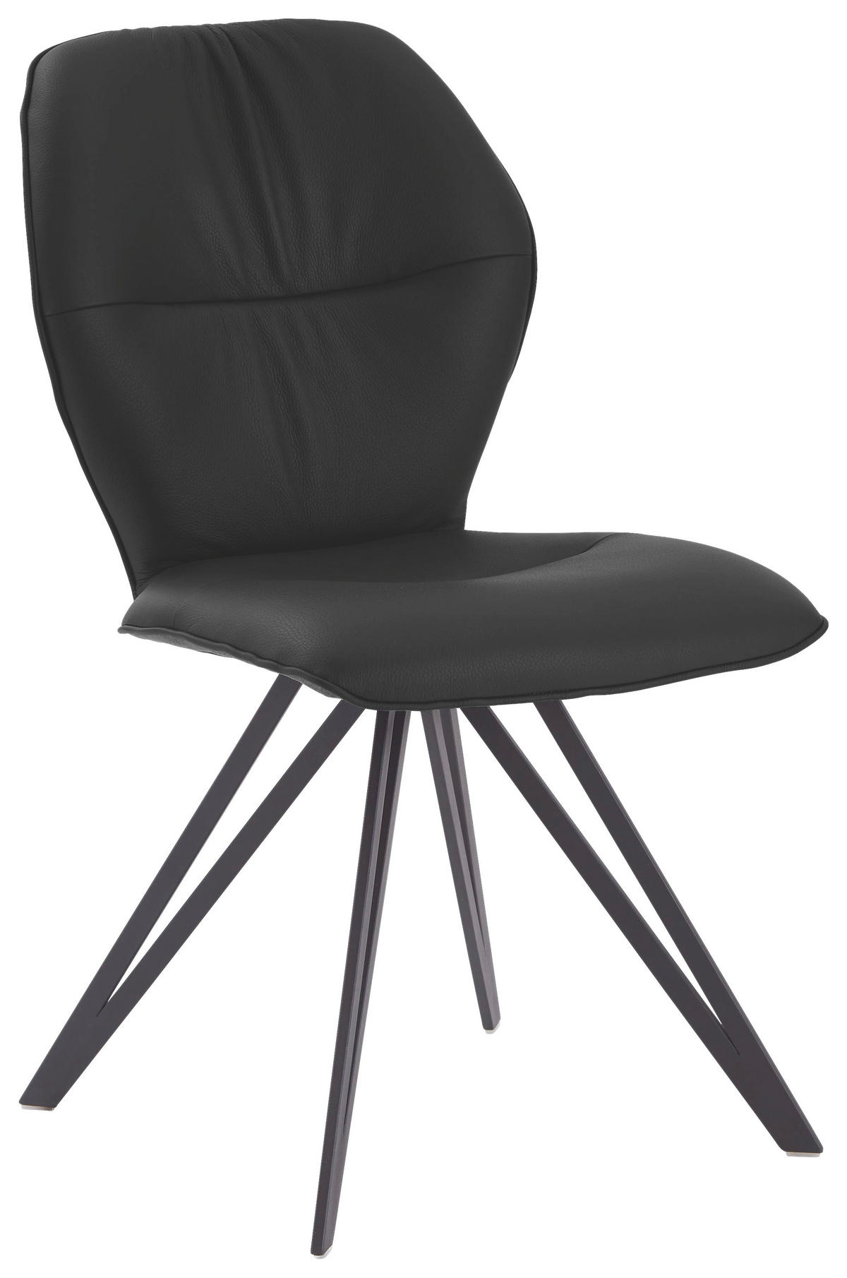 STUHL  in Echtleder pigmentiert  - Schwarz/Graphitfarben, Design, Leder/Textil (58/91/59cm) - Valdera