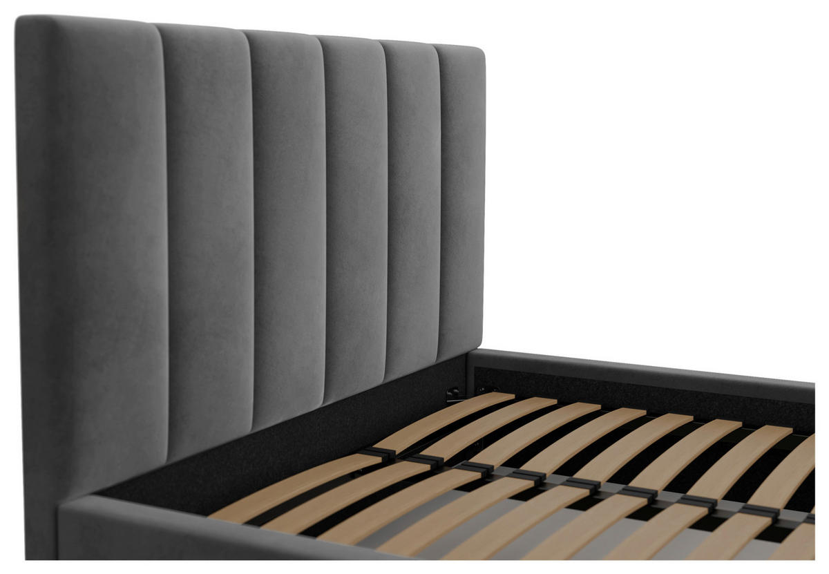 POLSTERBETT Lattenrost, Bettkasten 140/200 cm  in Anthrazit  - Anthrazit/Schwarz, Design, Holz/Kunststoff (140/200cm) - Boxxx
