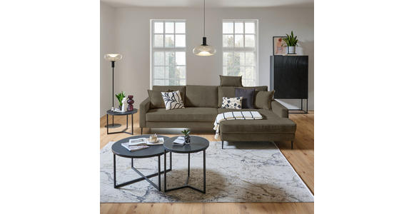 ECKSOFA Braun Cord - Schwarz/Braun, KONVENTIONELL, Textil/Metall (276/173cm) - Carryhome