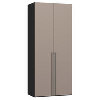DREHTÜRENSCHRANK 102/236/59 cm,  in Schwarz, Hellbraun, 2-türig  - Hellbraun/Schwarz, Design, Holzwerkstoff/Metall (102/236/59cm) - Jutzler
