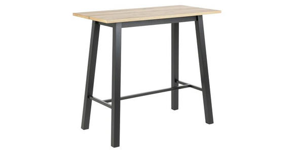 BARTISCH Wildeiche furniert rechteckig Wildeiche  - Wildeiche/Schwarz, Design, Holz/Holzwerkstoff (117/58/105cm) - Carryhome