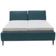 POLSTERBETT Matratze, Lattenrost Blau 160/200 cm  - Hellbraun/Blau, Design, Holz/Textil (160/200cm) - Johann Jakob