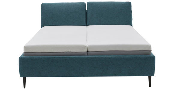 POLSTERBETT Matratze, Lattenrost Blau 160/200 cm  - Hellbraun/Blau, Design, Holz/Textil (160/200cm) - Johann Jakob