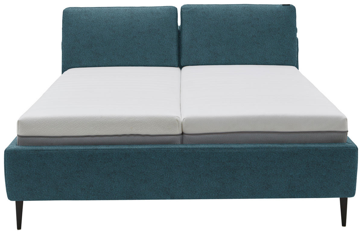 POLSTERBETT 180/200 cm  in Blau  - Hellbraun/Blau, Design, Holz/Textil (180/200cm) - Johann Jakob