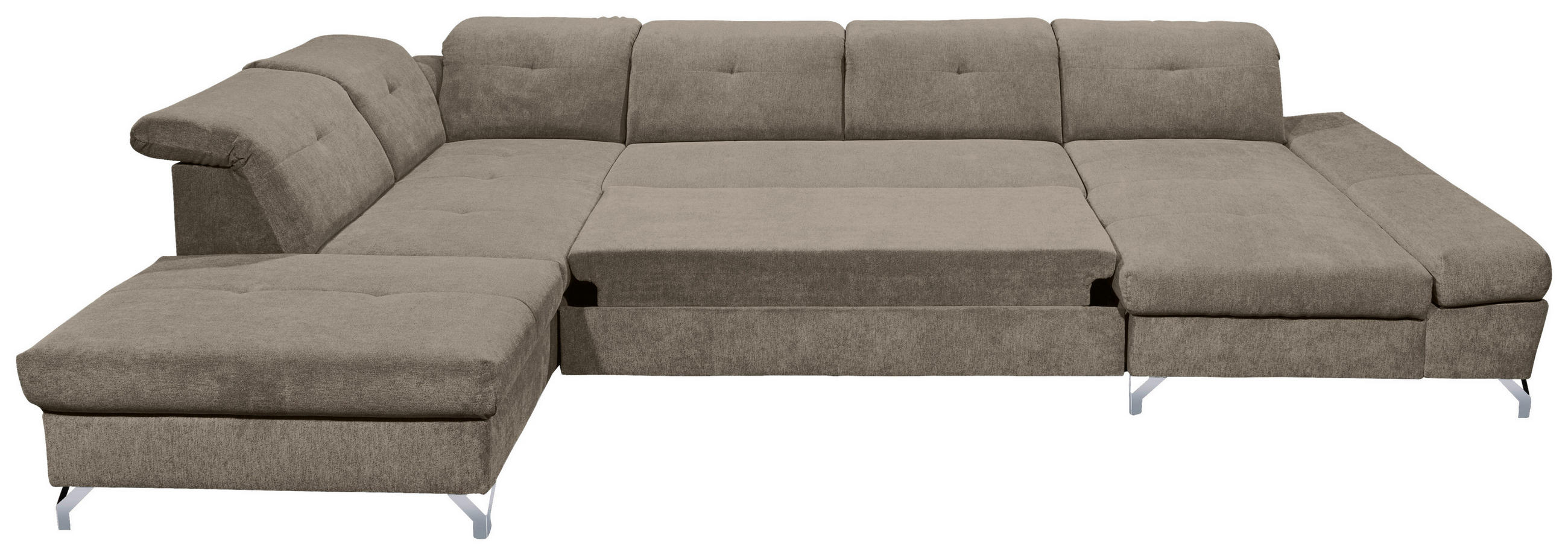 Thumbnail - Mid.you Wohnlandschaft, Graubraun, Textil, 8-Sitzer, U-Form, 350x245 cm, Made in EU, seitenverkehrt erhältlich, Schlafen...
