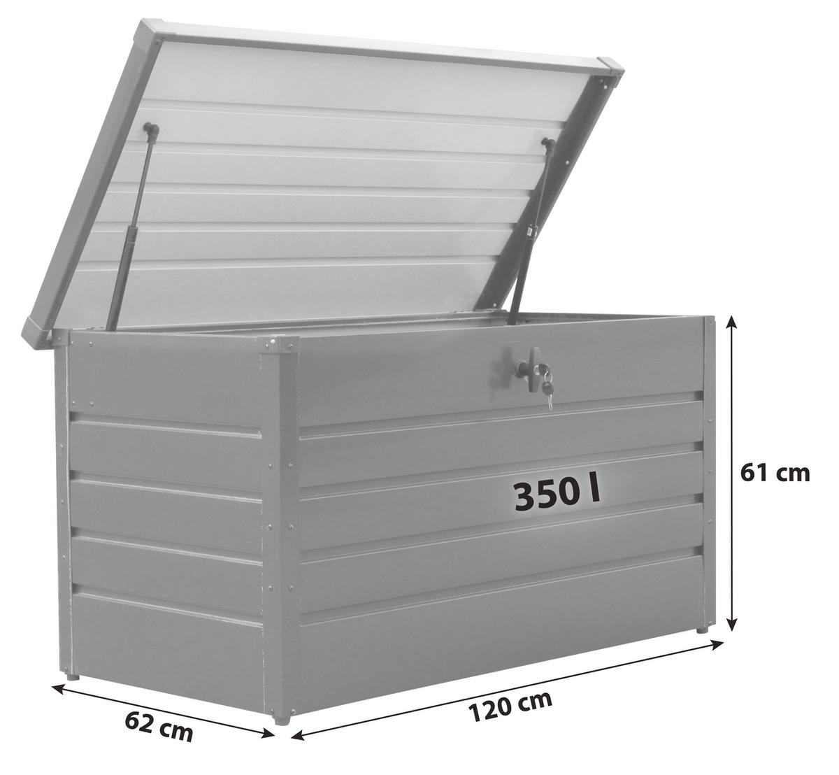 KISSENBOX 120/61/62 cm  - Anthrazit, Basics, Metall (120/61/62cm)