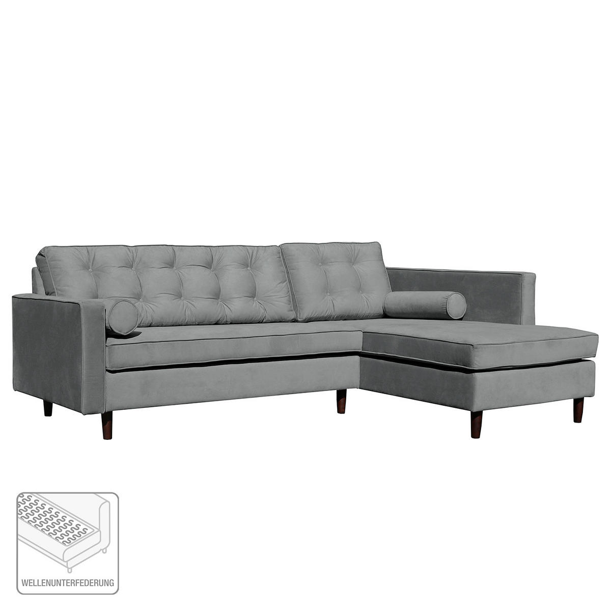 ECKSOFA Mikrofaser Anthrazit  - Anthrazit/Braun, Design, Holz/Textil (240/169cm) - P & B