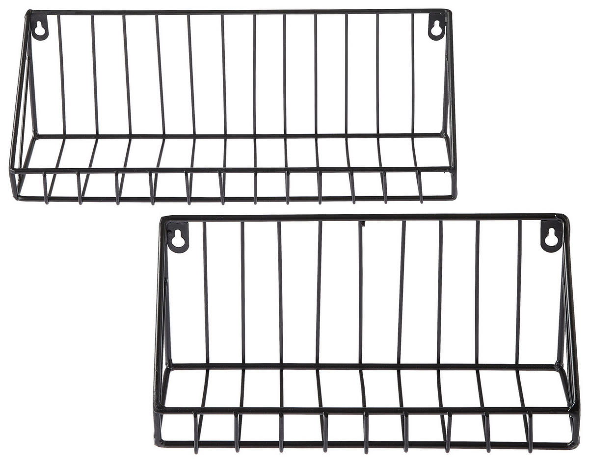 WANDREGALSET 2-teilig Schwarz  - Schwarz, Basics, Metall - Ambia Home