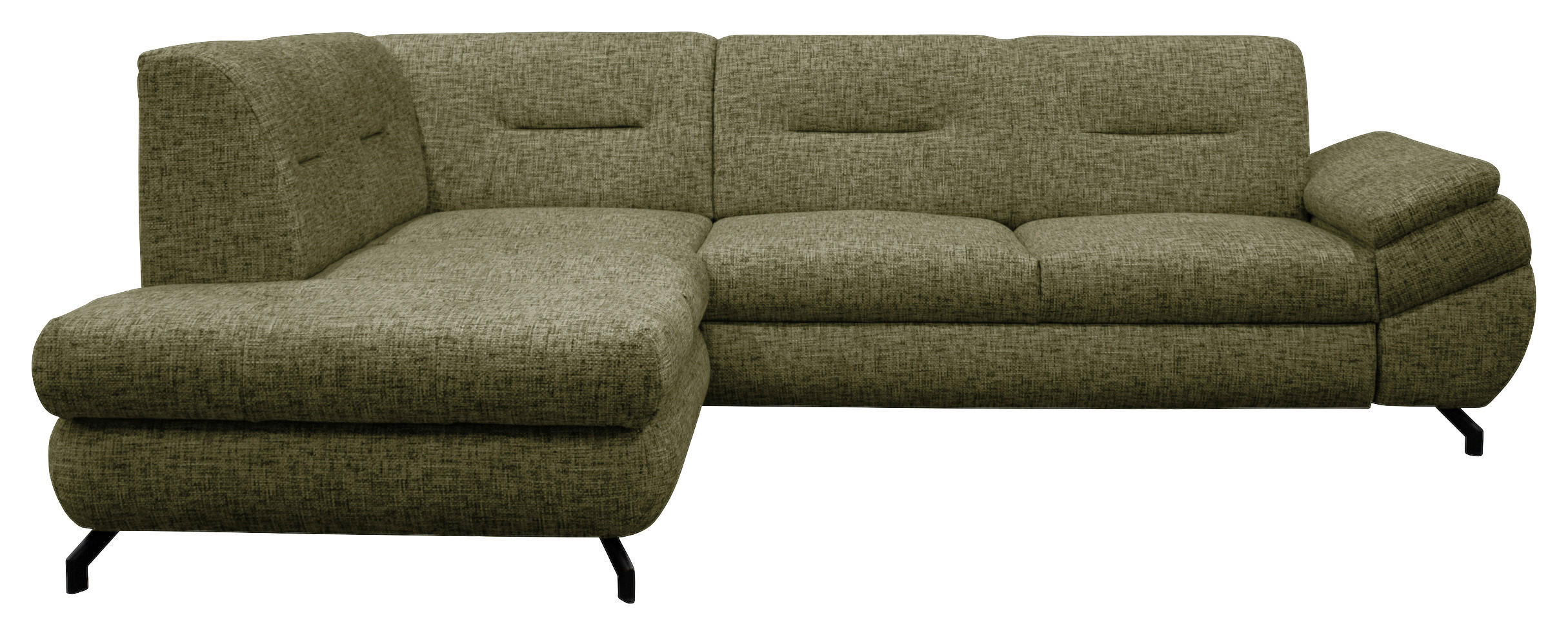 ECKSOFA Grün Struktur, Plüsch  - Schwarz/Grün, Design, Textil/Metall (201/274cm) - MID.YOU