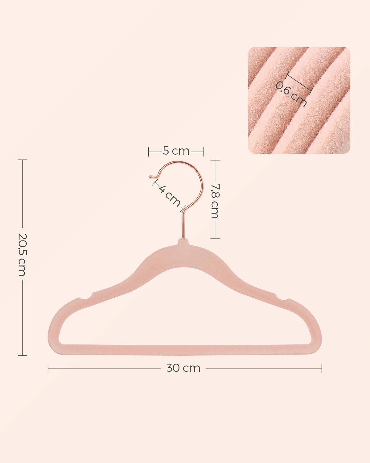 KINDERKLEIDERBÜGELSET 30 cm Metall, Kunststoff  - Hellrosa, Basics, Kunststoff/Metall (30cm)