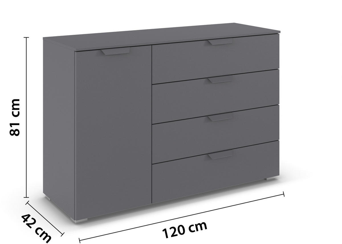 KOMMODE  in 120/81/42 cm  - Dunkelgrau, Design, Holzwerkstoff/Metall (120/81/42cm) - Carryhome