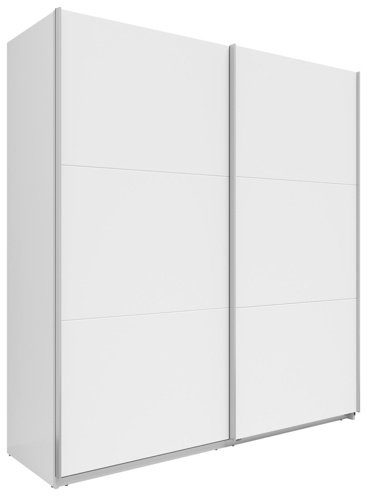 SCHWEBETÜRENSCHRANK 200/216/64 cm 2-türig Weiß  - Silberfarben/Weiß, Basics, Holzwerkstoff/Metall (200/216/64cm) - Boxxx