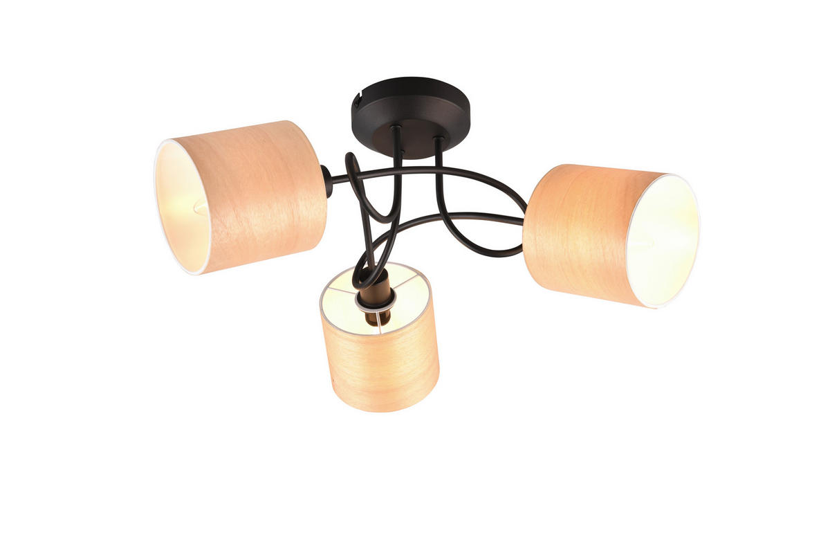 DECKENLEUCHTE  52,5/25 cm    - Schwarz, Basics, Holz/Metall (52,5/25cm) - Novel